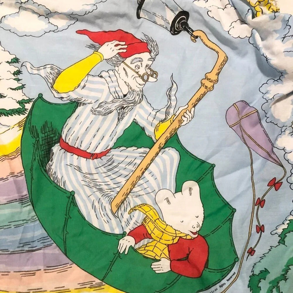 Vintage 1990 Rupert Bear Single  Fitted Bed Sheet Express Newpapers 77 x 32 - Picture 2 of 15